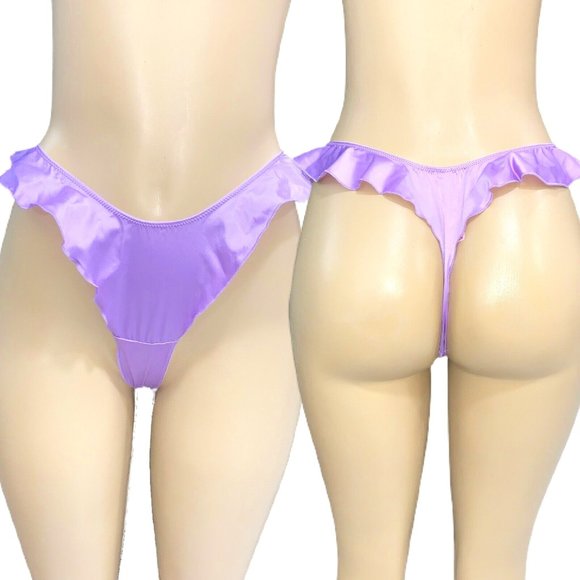 Winter Wonder Ruffle Satin Thong Panty Victoria's Secret - Picture 1 of 5